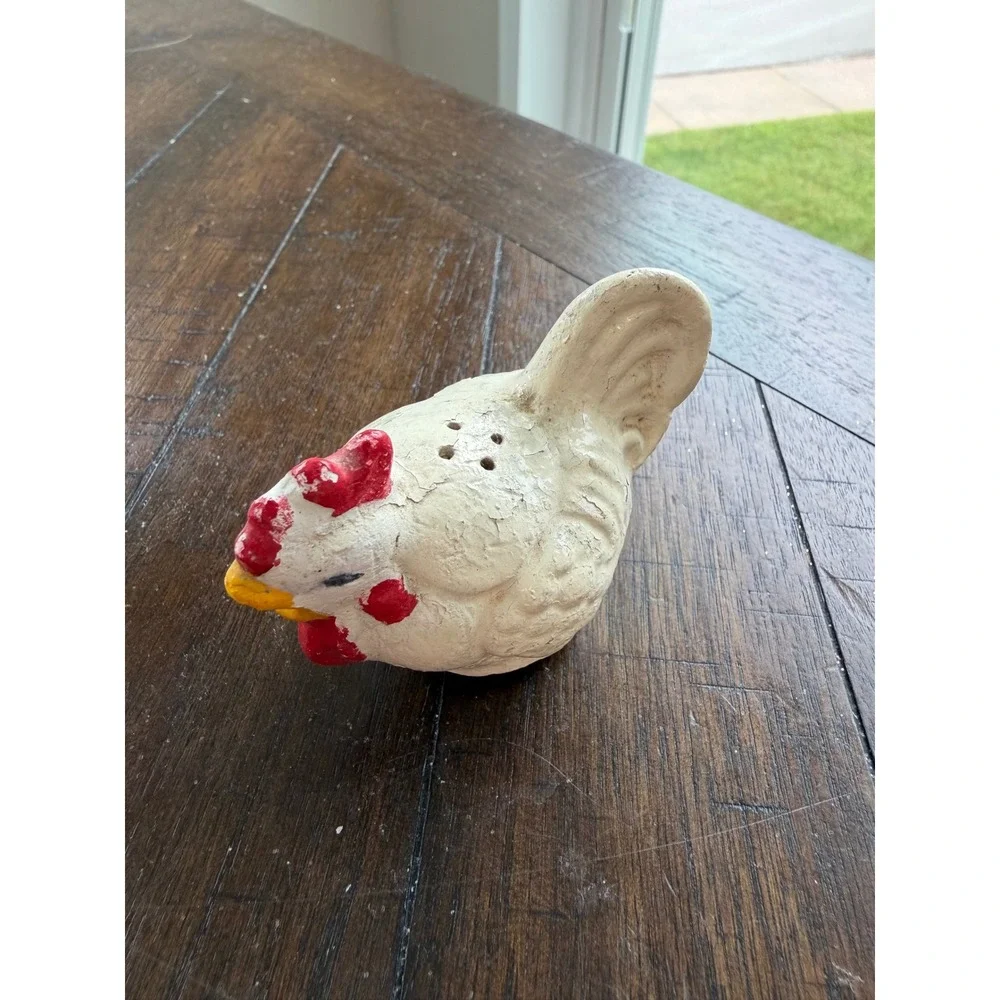 Vintage A Santini Italy Rooster Figurine and Chicken Salt Pepper Shakers Set